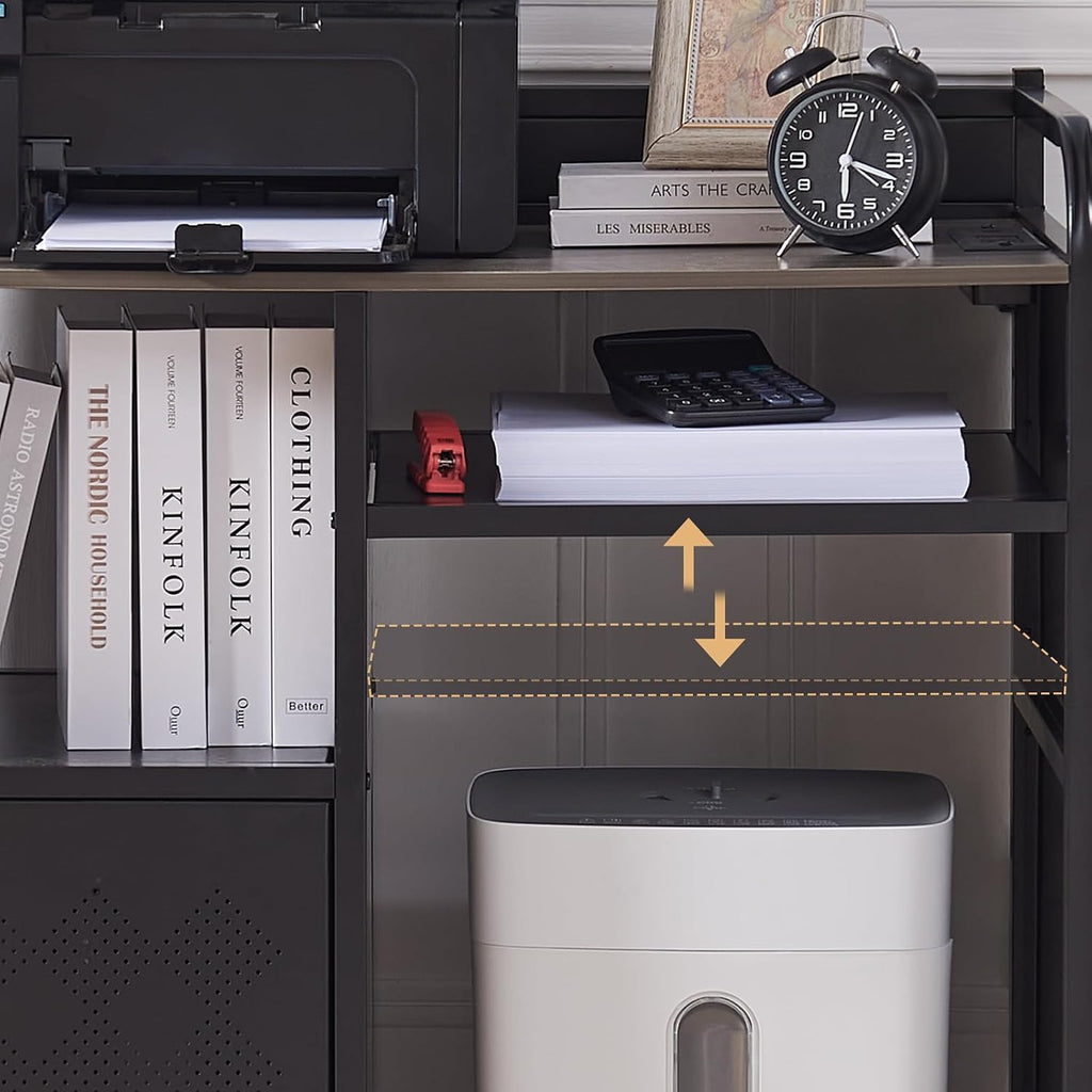 Lauren&Harold Large Printer Stand with Storage and Outlet for Home Office