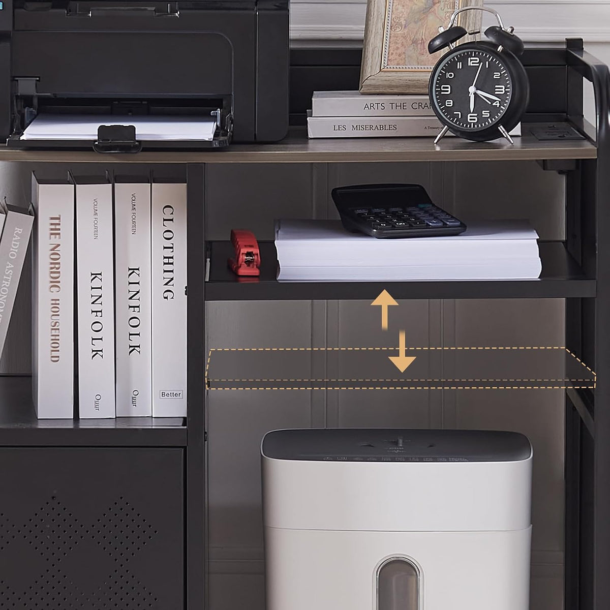 Lauren&Harold Large Printer Stand with Storage and Outlet for Home Office