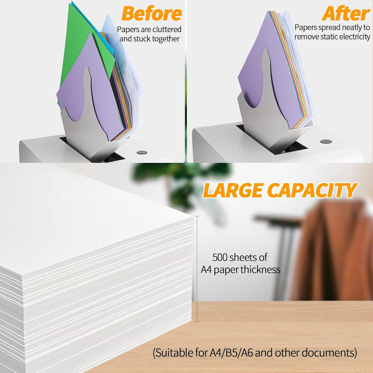 Automatic Desktop Paper Jogger, 500-page Large Capacity, 5 Seconds to straighten, 2800 RPM high-Frequency Vibration, Suitable for A4/A5/A6 File Binding and Sorting