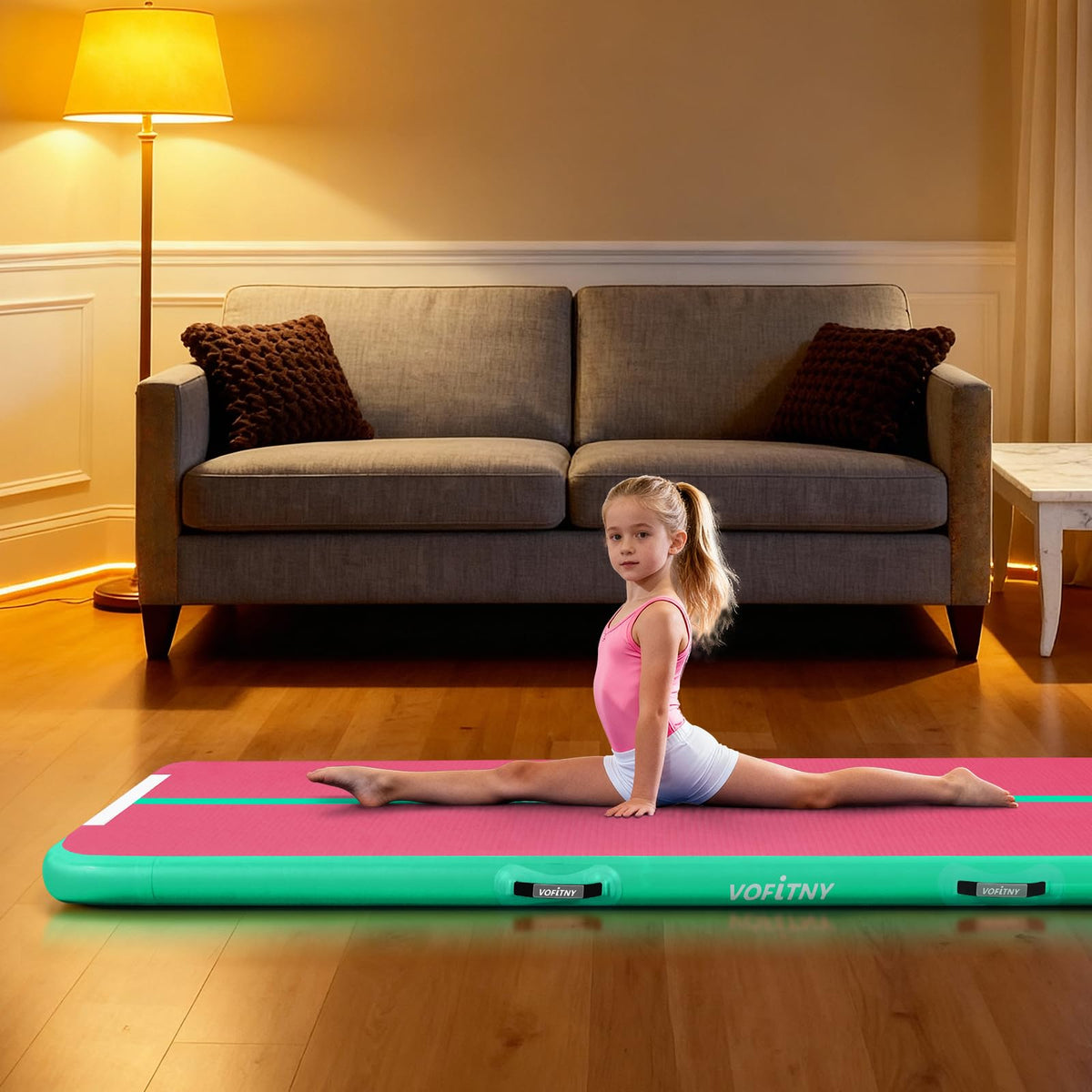VOFiTNY Inflatable Gymnastics Air Mat Tumble Track with Pump for Training