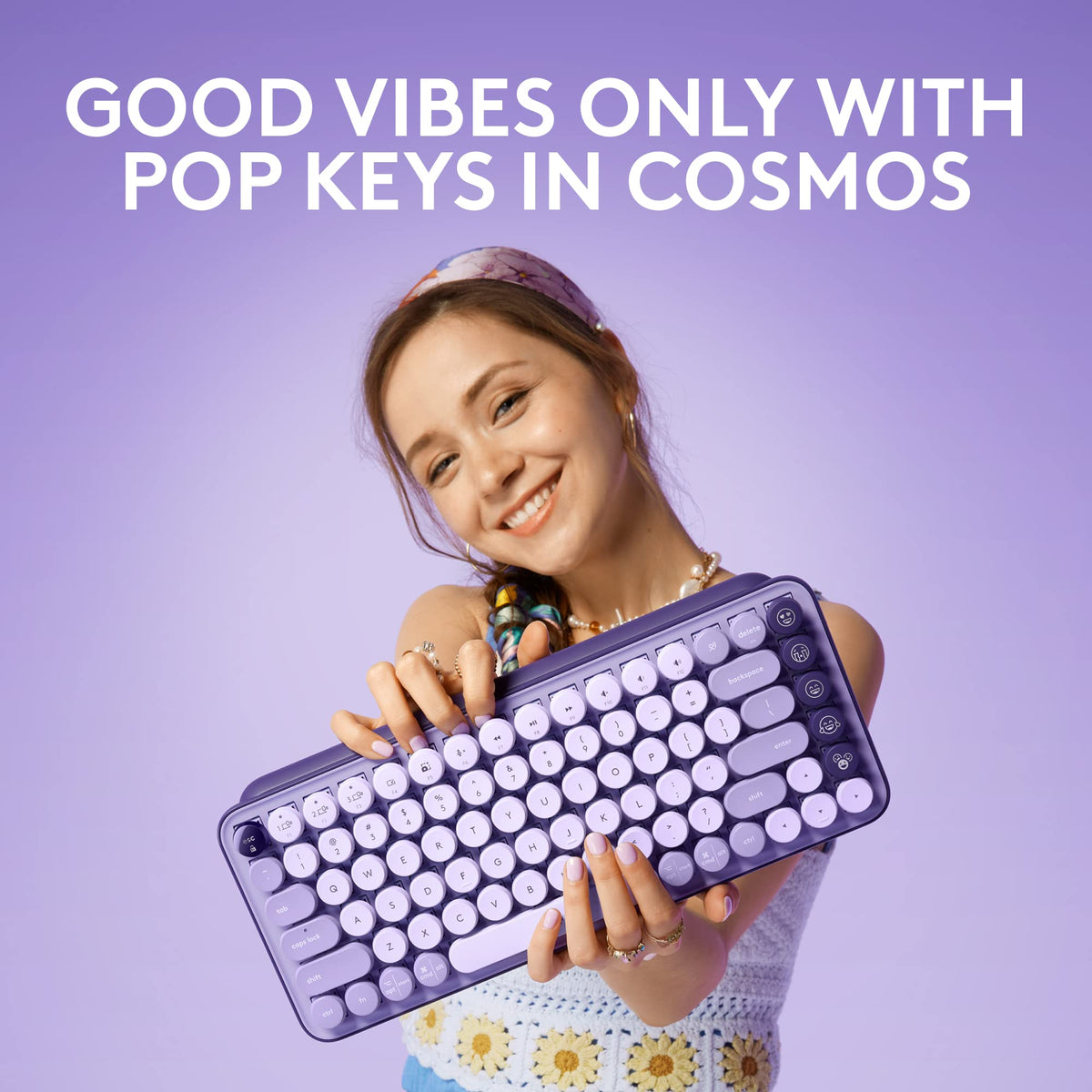 Logitech POP Keys Wireless Mechanical Keyboard with Emoji Keys - Mist