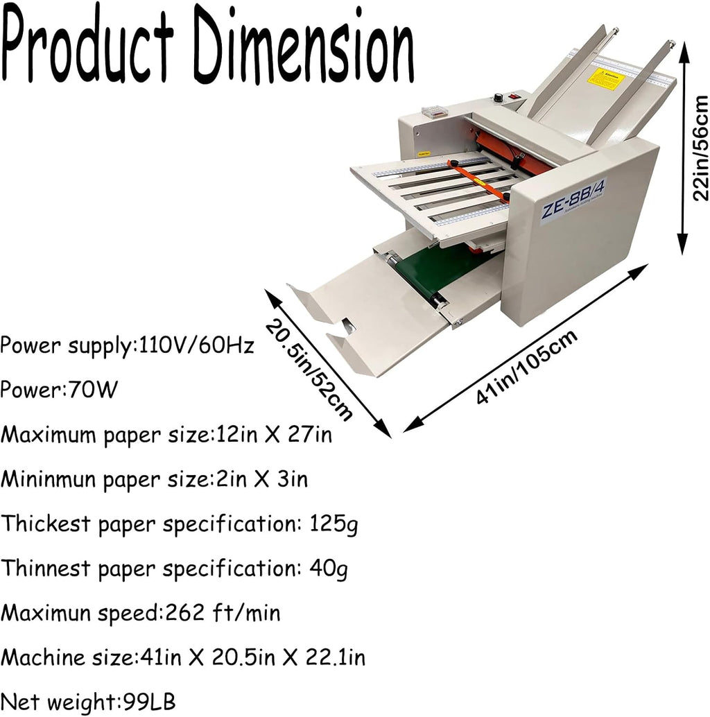 Digital Paper Folder 110V, Automatic Document Folding Machine w/ 4 Trays, Electronic Counter, Adjustable Speed (262ft/min Max), Desktop Paper Folding Machine for Manuals, Docs, Letters