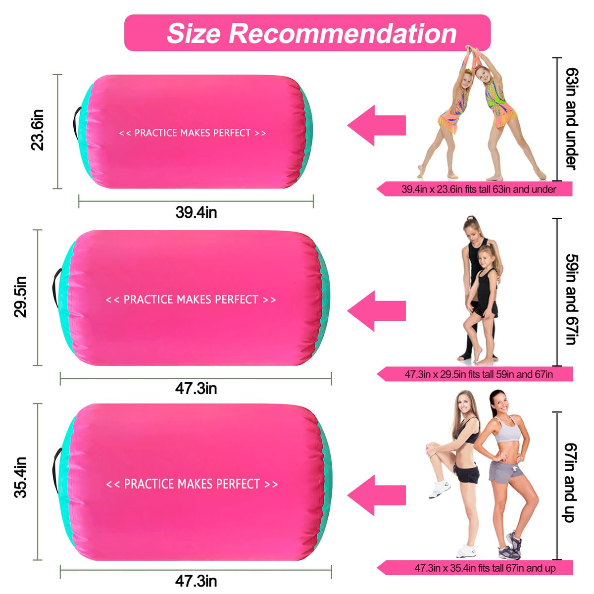 VOFiTNY Inflatable Gymnastics Air mat Tumbling Track for Home