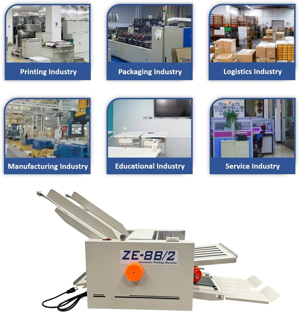 WYDDDARY Automatic Paper Folding Machine with 2 Folding Trays Fold Sizes 2x3in to 12x27in Small Horizontal Origami Machine Max Speed 262ft/min for Manuals Document Letters Commercial Cards 110V 70W