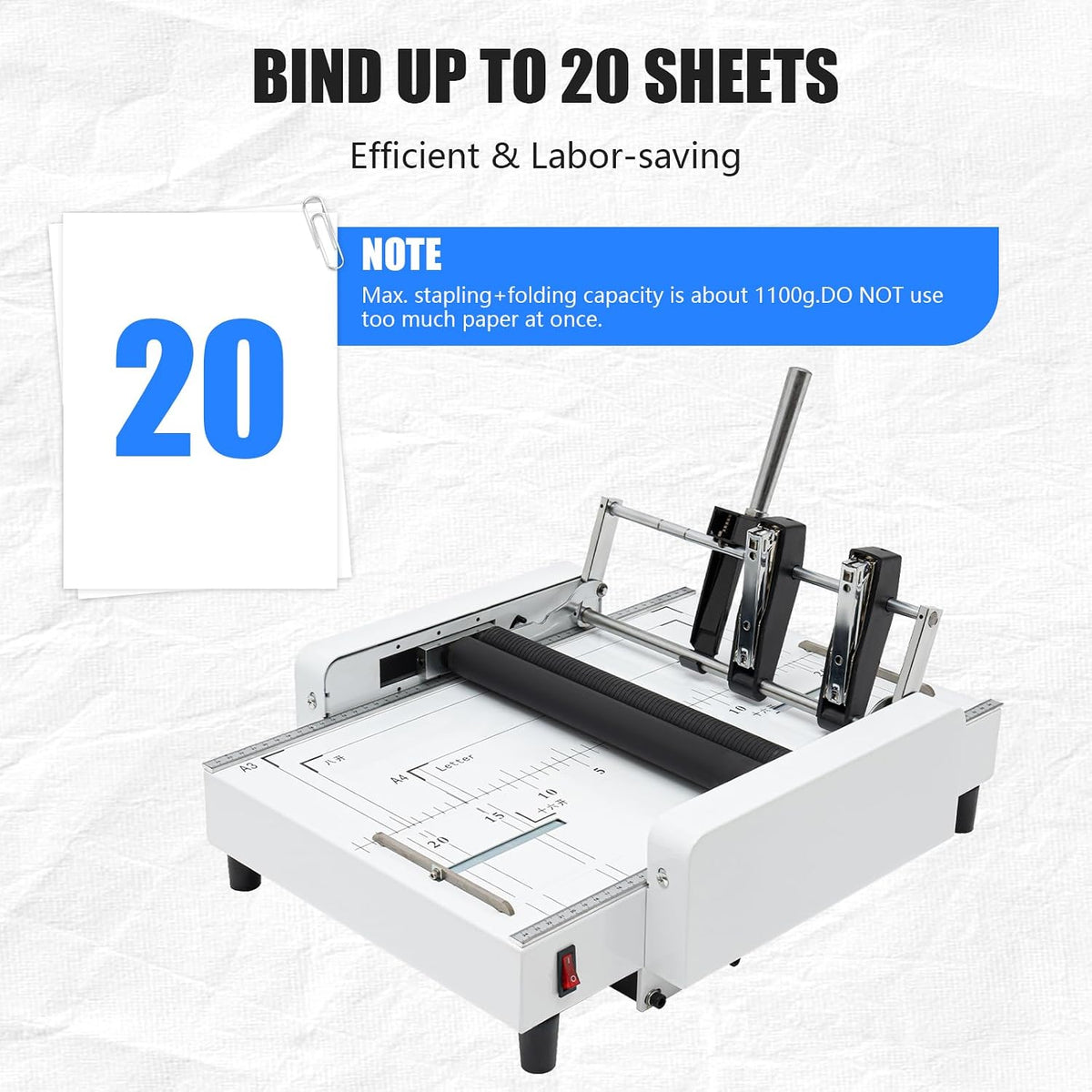 Booklet Maker A3 Paper Folding Binding Machine, Paper Folding Machine, Paper Folder Stapler Machine, 2 in 1 Multifunctional Automatic Book Maker Stapling Machine, Max 11.7"Ã16.5"