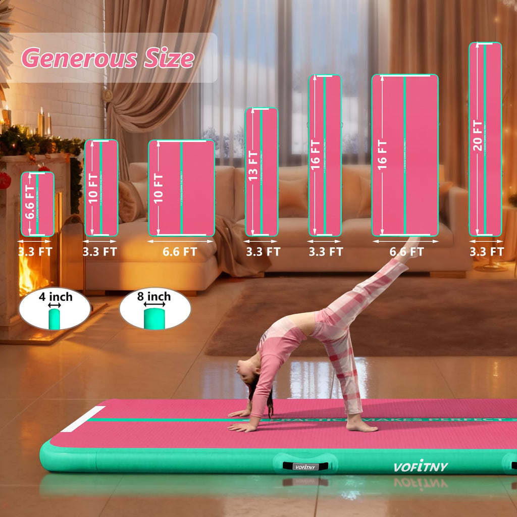 VOFiTNY Inflatable Gymnastics Air Mat Tumble Track with Pump for Training