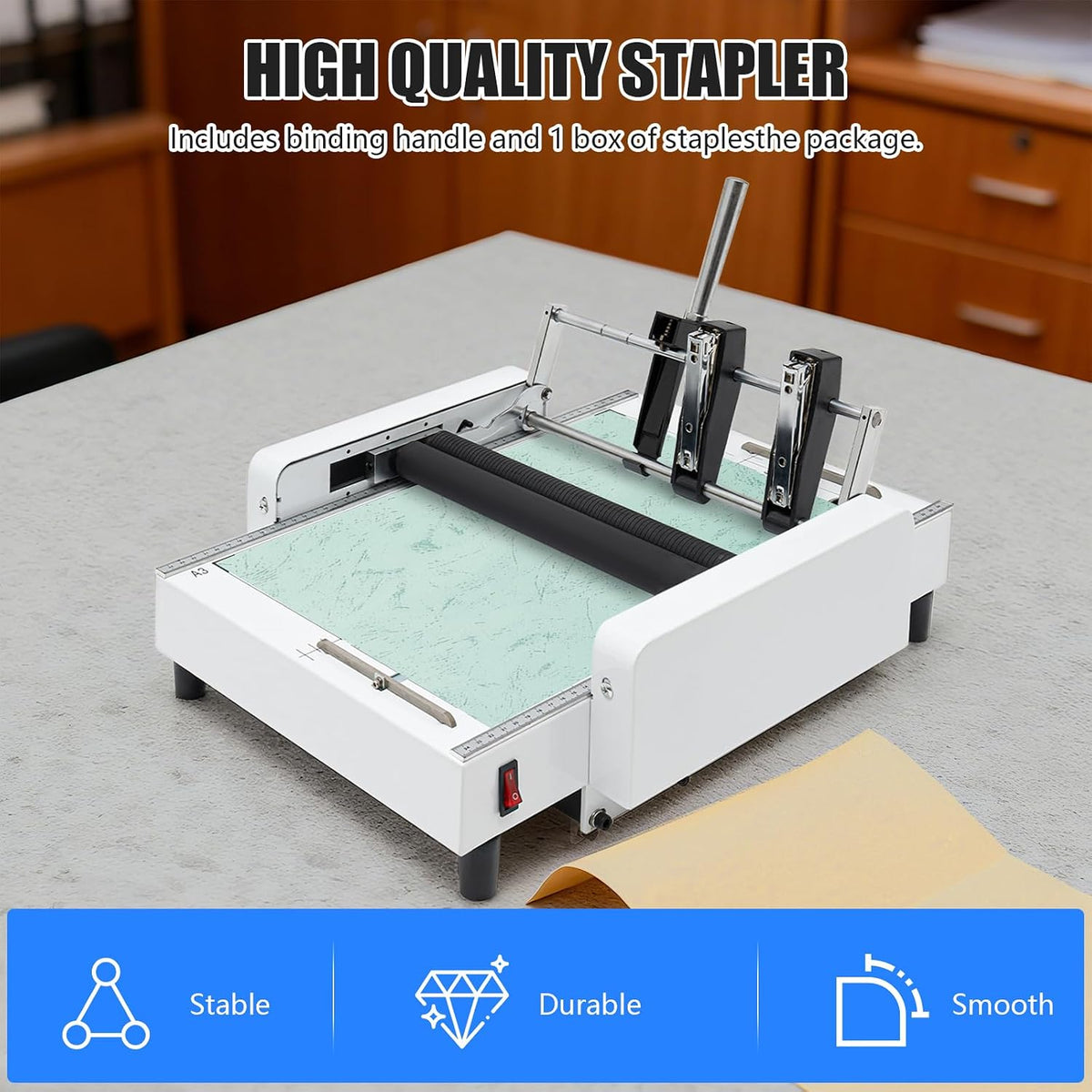 Booklet Maker A3 Paper Folding Binding Machine, Paper Folding Machine, Paper Folder Stapler Machine, 2 in 1 Multifunctional Automatic Book Maker Stapling Machine, Max 11.7"Ã16.5"