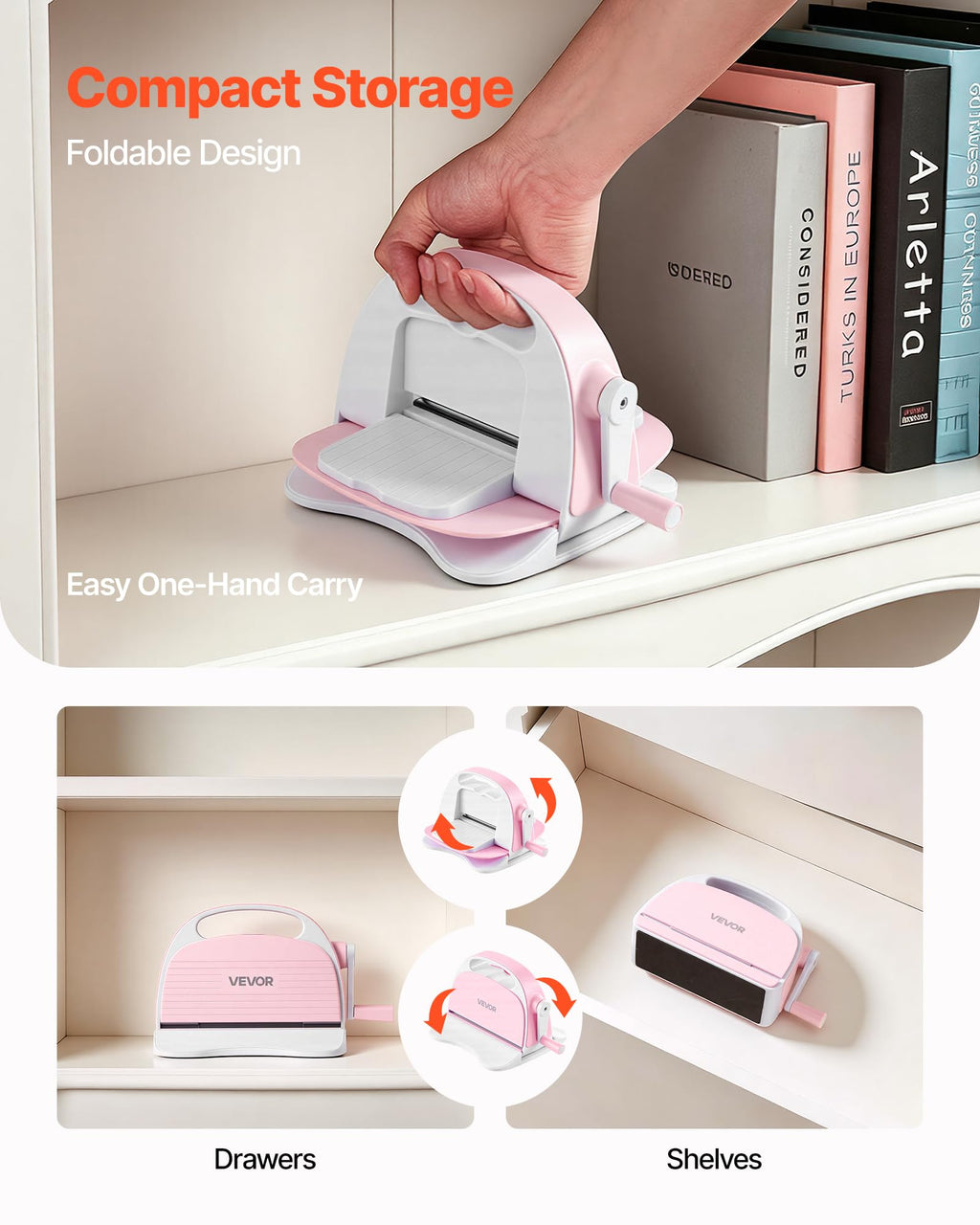 VEVOR Manual Die Cutting and Embossing Machine, 9" Opening, Portable Die Cut Machine Set with Cutting Dies, Embossing Folders, Paper Sheets, Cutting Plates, for Scrapbooking, Card Making, Crafting