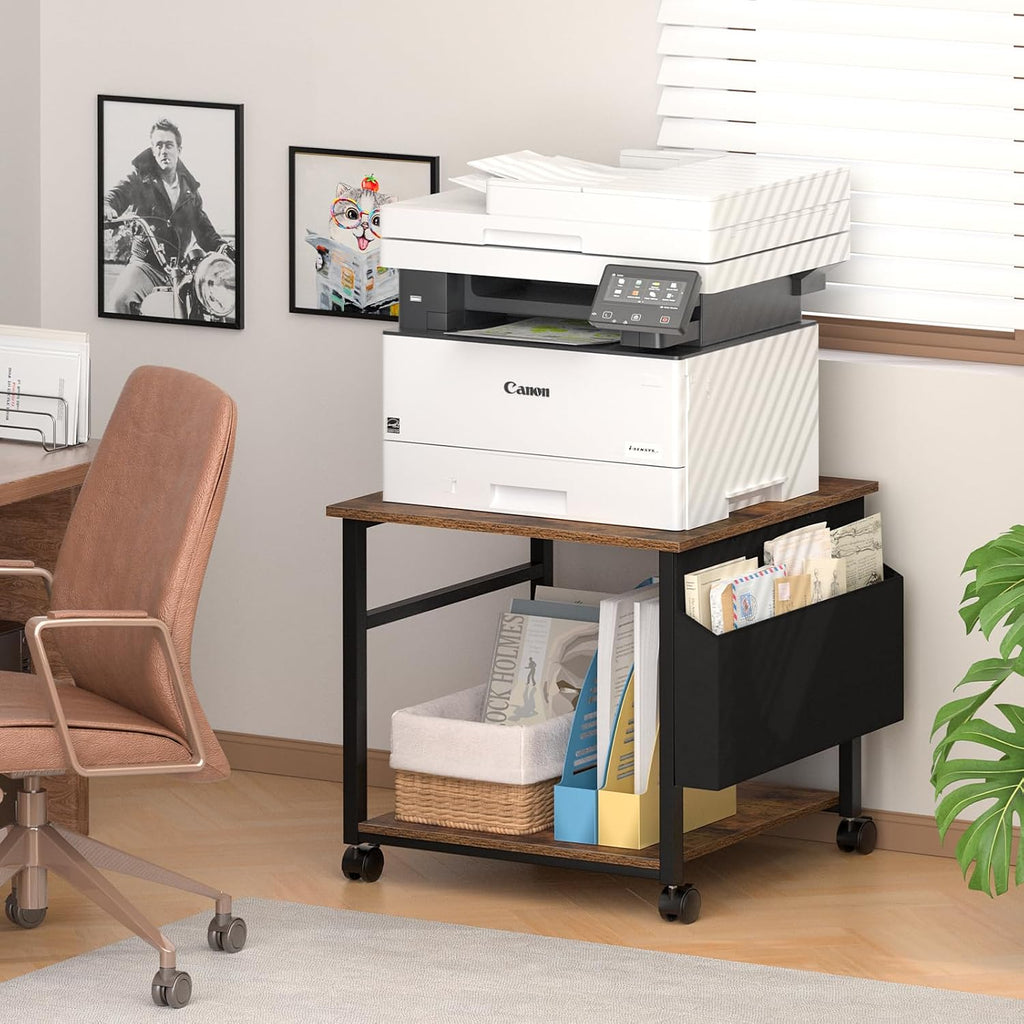 Lerliuo Brown Large Printer Stand with Storage