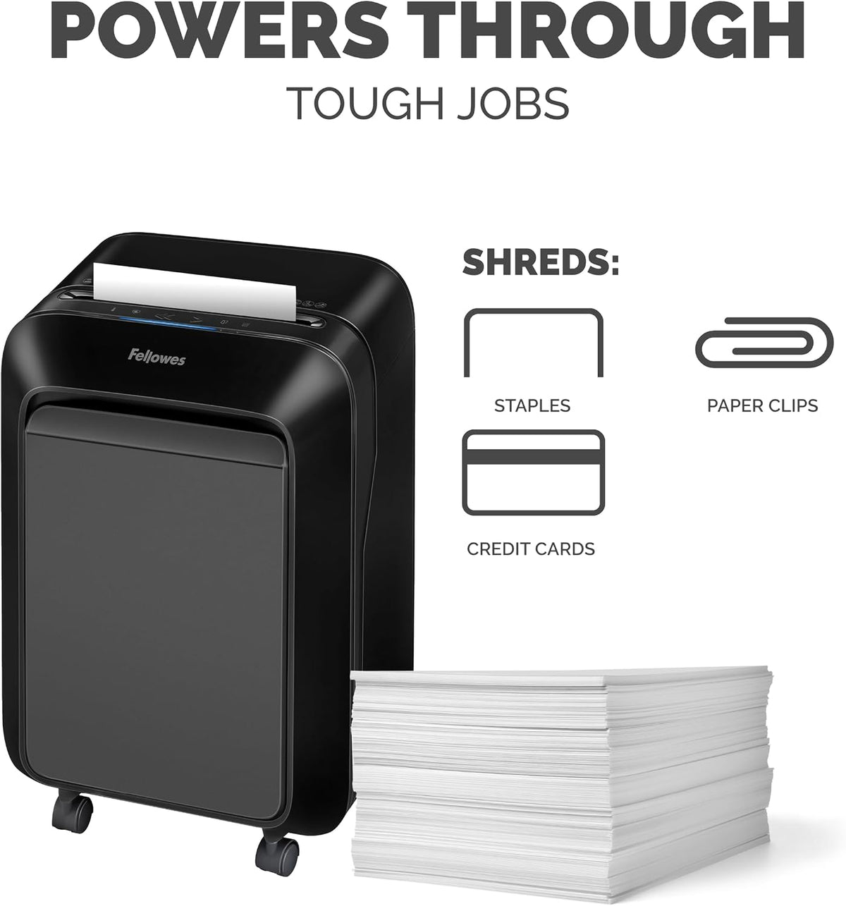 Fellowes LX180 16 Sheet P-4 Cross-Cut, Heavy Duty Paper Office Shredder, 100% Jam Proof