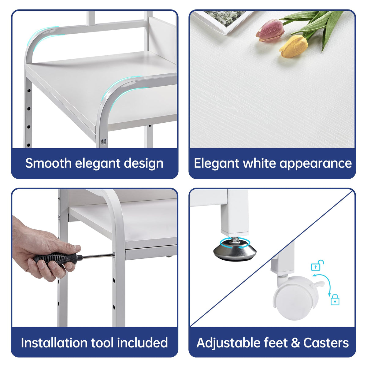 Fannova Printer Stand with Height Adjustable Storage Shelf for Home Office