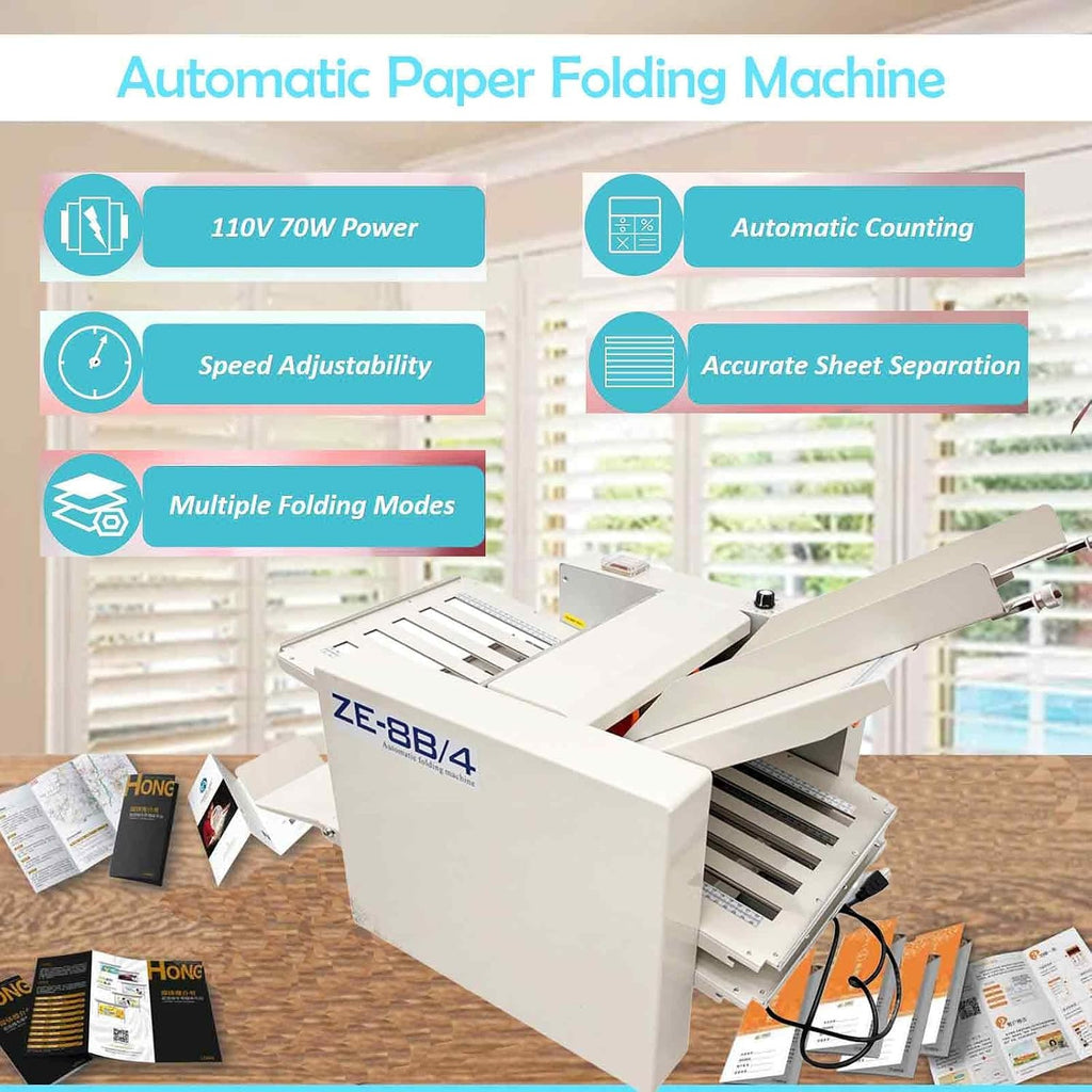 Automatic Paper Folding Machine, Electric Paper Folder with 4 Trays