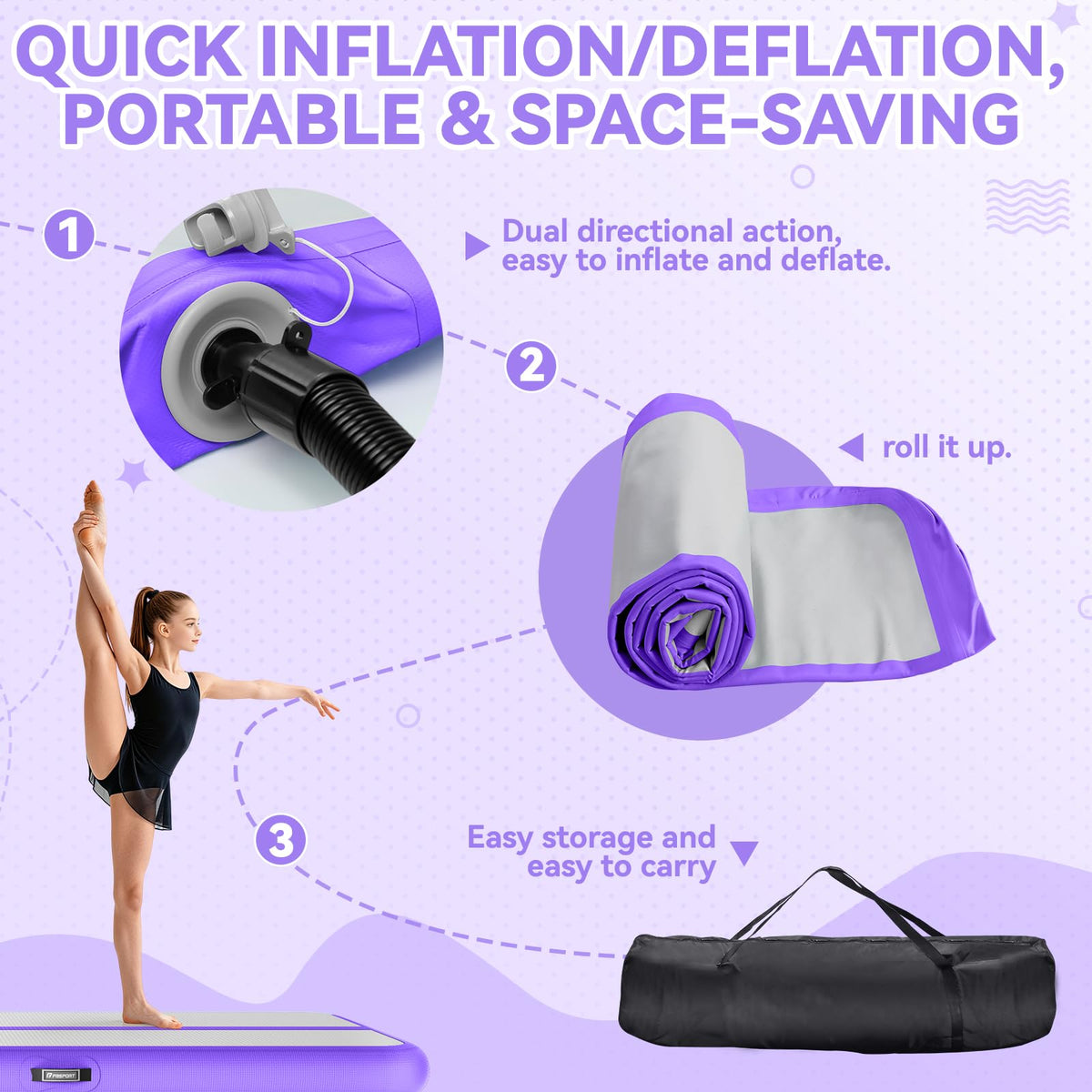 FBSPORT 6.6ft/10ft/13ft/16ft/20ft Inflatable Air Gymnastics Training Mat