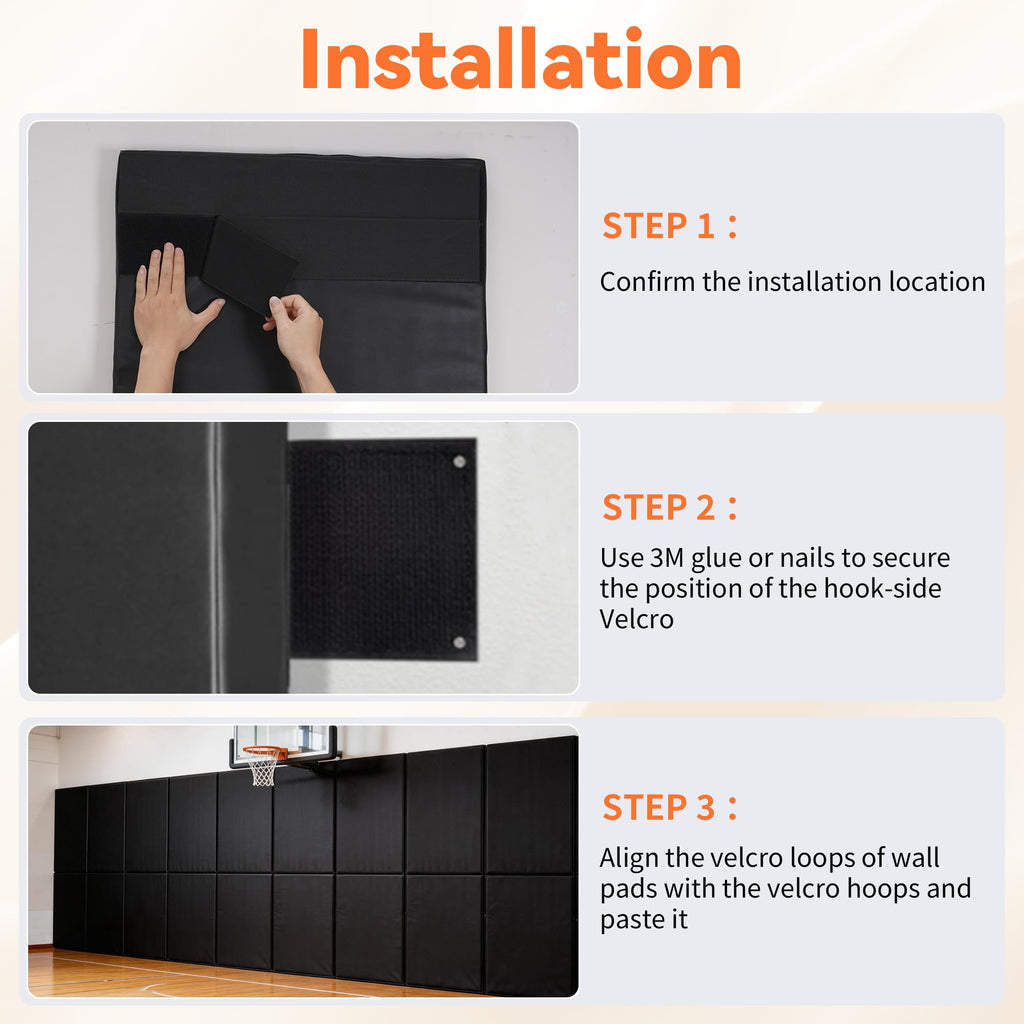 72'' Gym Wall Padding, Shock Absorbing Mat 1 Pack 23.6in Wide