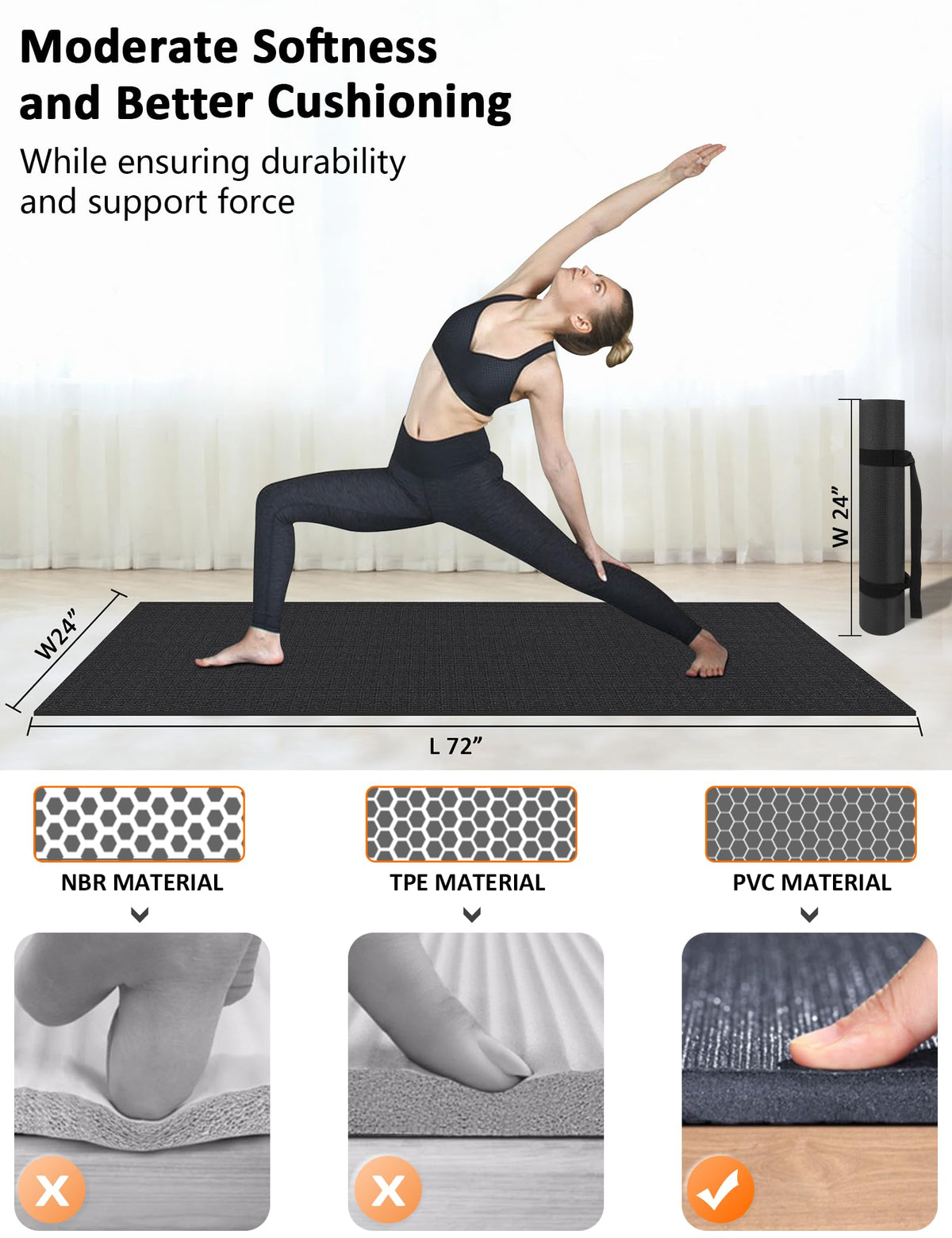 Large Exercise Mat 8'x5'|12'x6'|10'x6'|6'x4'|6'x2' Workout Mat for Home Gym Mats Exercise Heavy Duty Gym Flooring Fitness Mat Large Yoga Mat Cardio Mat for Weightlifting, Jump Rope, MMA, Shoe-Friendly