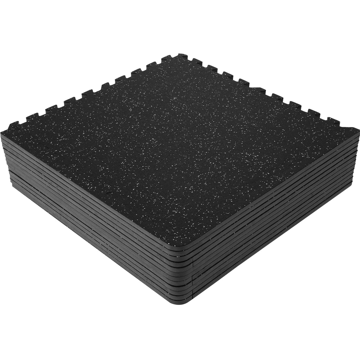 VEVOR 0.56Inch 48sq.ft 12 Tiles Gym Flooring for Home Gym, Rubber Top with High Density EVA Foam, 25 x 25In Gym Floor Exercise Equipment Mats, Interlocking Gym Mats, Puzzle Workout Mats, Black & Gray