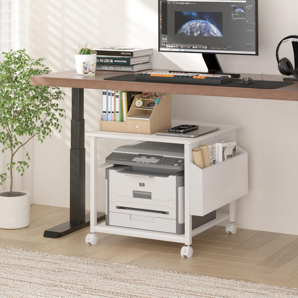 Lerliuo Brown Large Printer Stand with Storage