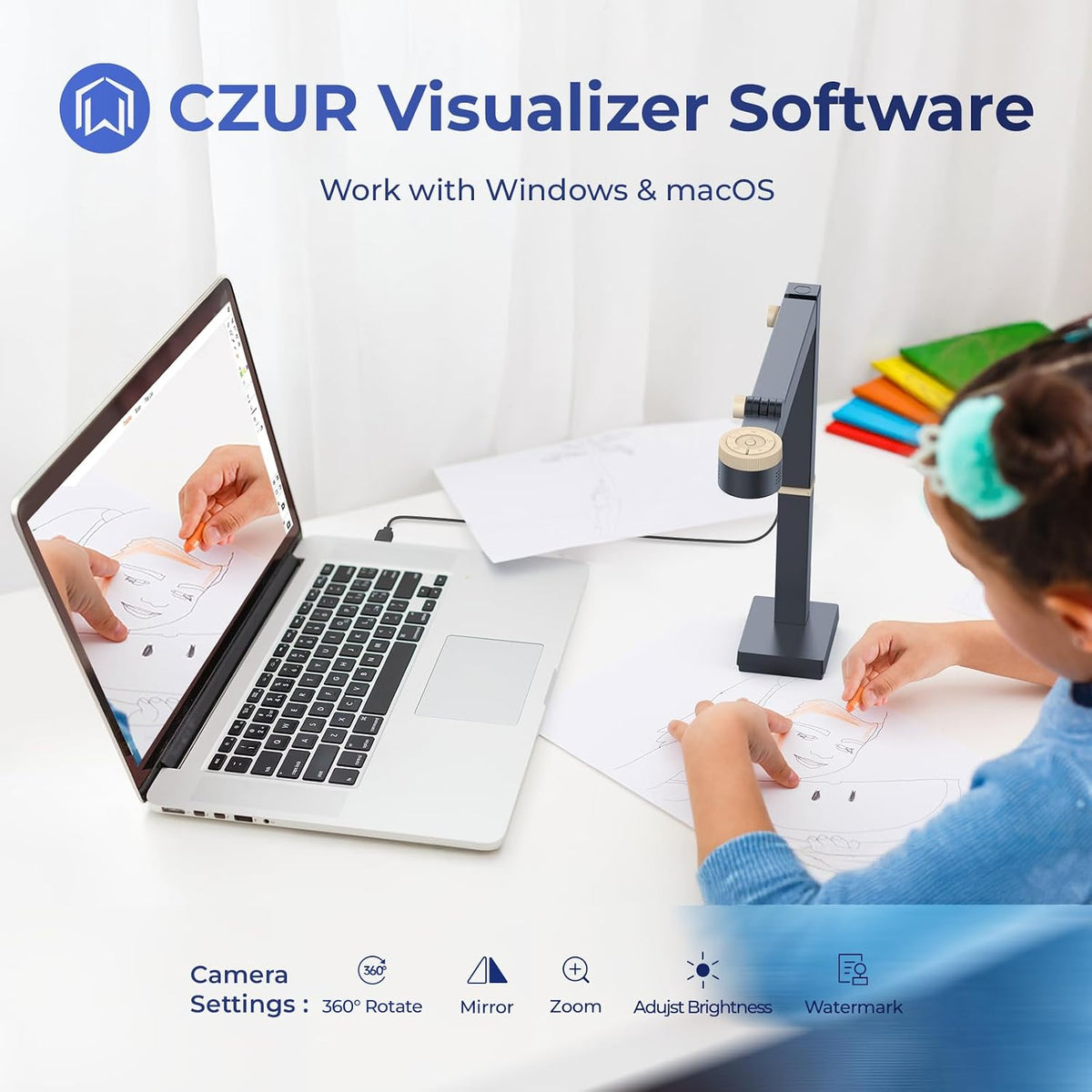 CZUR Fancy S Pro USB 12MP Document Camera for Teacher - Black