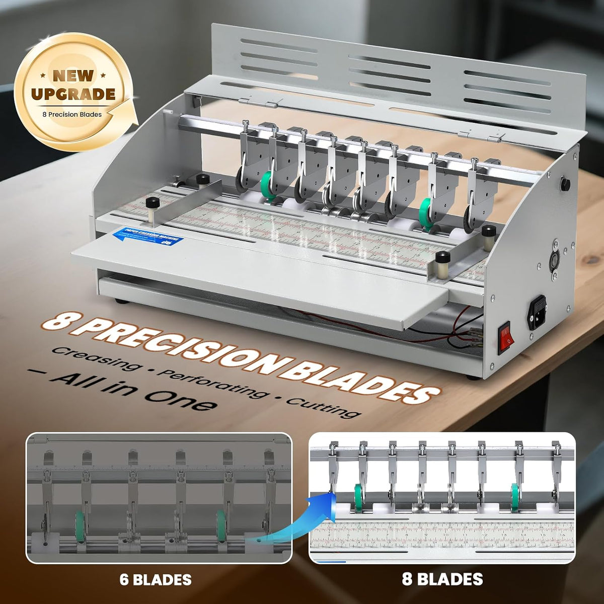 Mxmoonant Electric Creasing Machine Plus 470mm with 6 Blades, 25r/min