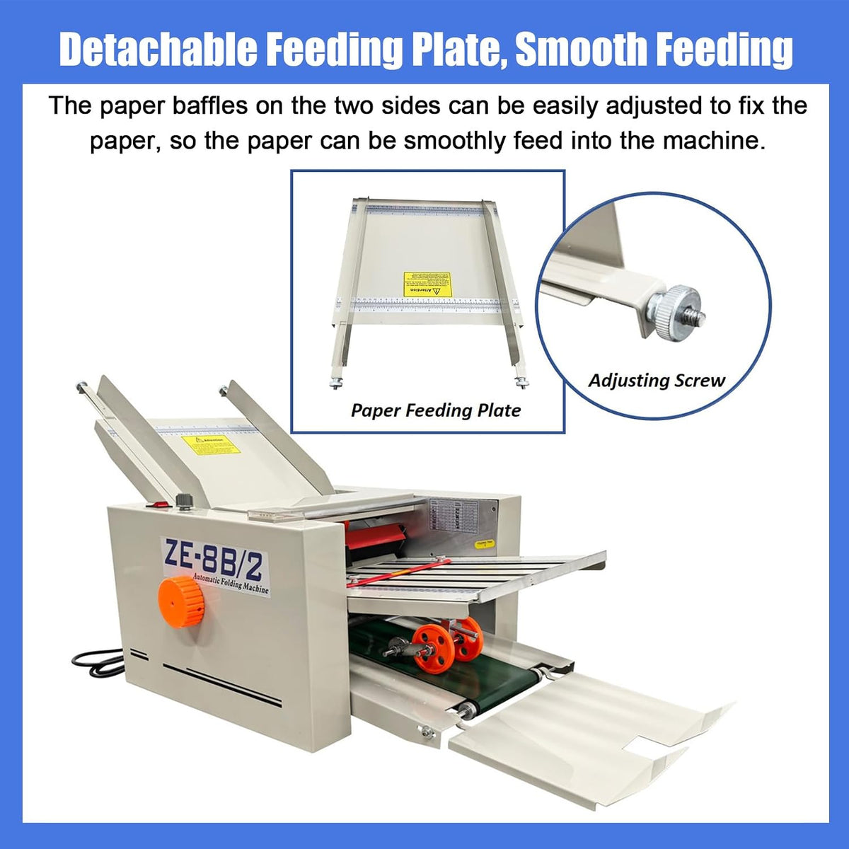 Automatic Paper Folding Machine 2-Tray Desktop Document Letter Folder with Counter & Speed Control for A4/Letter Manuals, Brochures, Cards up to 12" x 27" (40-125g Paper) Commercial Use