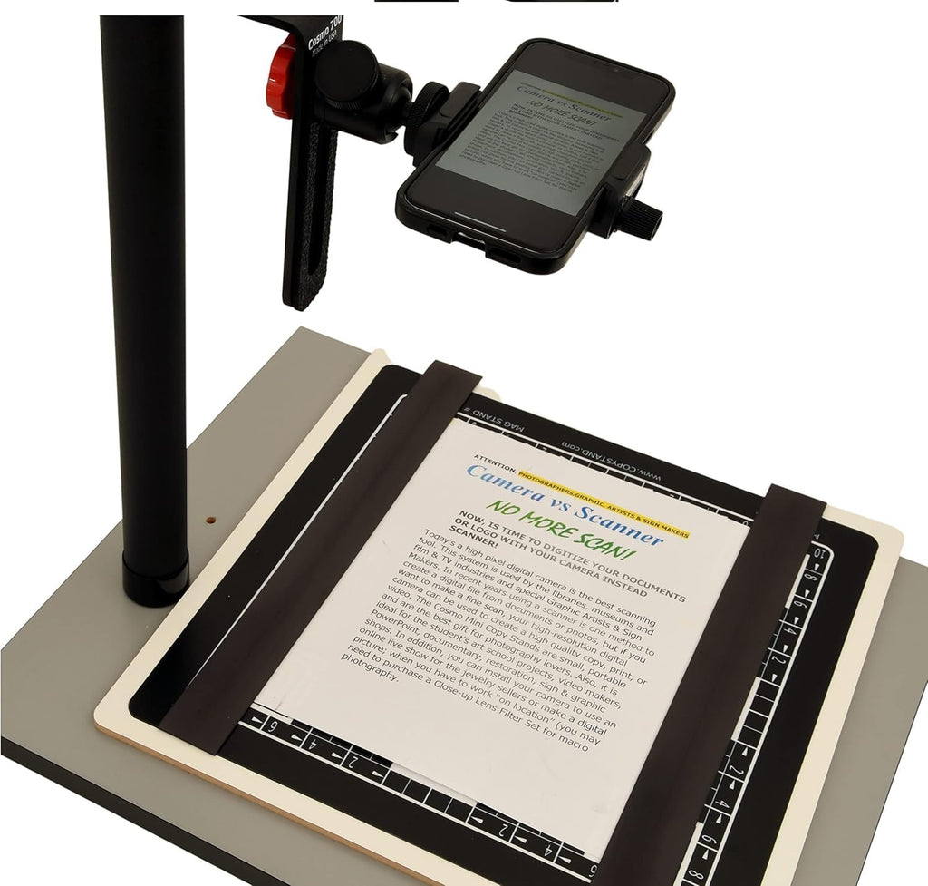 Cosmo Mini 700 Copy Stand, Stand for Your Smartphone or Compact Cameras to Digitize Large Pictures, Documents, Food Plates and 3D Objects with a Large Floating Mag. Board, Made in USA