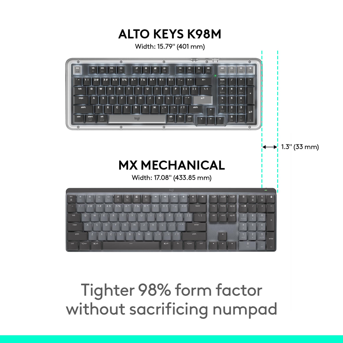 Logitech Alto Keys K98M Wireless Mechanical Gasket Keyboard - Graphite