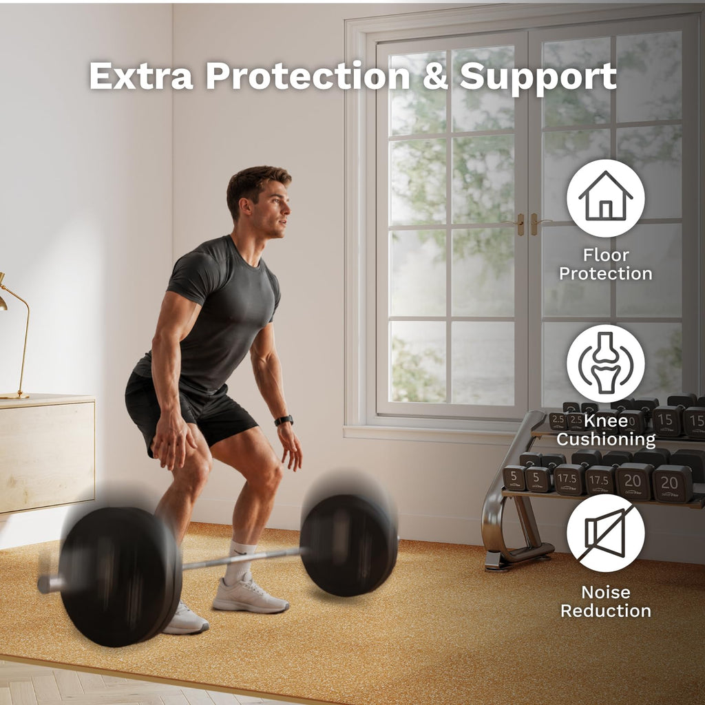 AIRHOP 1'' Ultra-Thick 48 Sq Ft Rubber Top Gym Flooring for Home Gym, 12 Tiles High Density EVA Foam Exercise Mats, Interlocking Puzzle Mats for Home Workout, Floor & Equipment Protection, Black/White