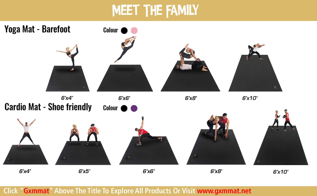 GXMMAT Large Yoga Mat 12'x6'/10'x6'/6'x8'(7mm)