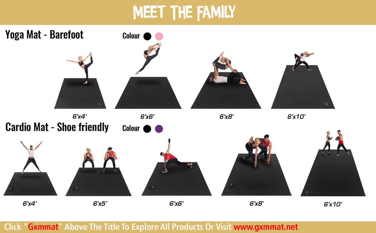 GXMMAT Large Yoga Mat 12'x6'/10'x6'/6'x8'(7mm)
