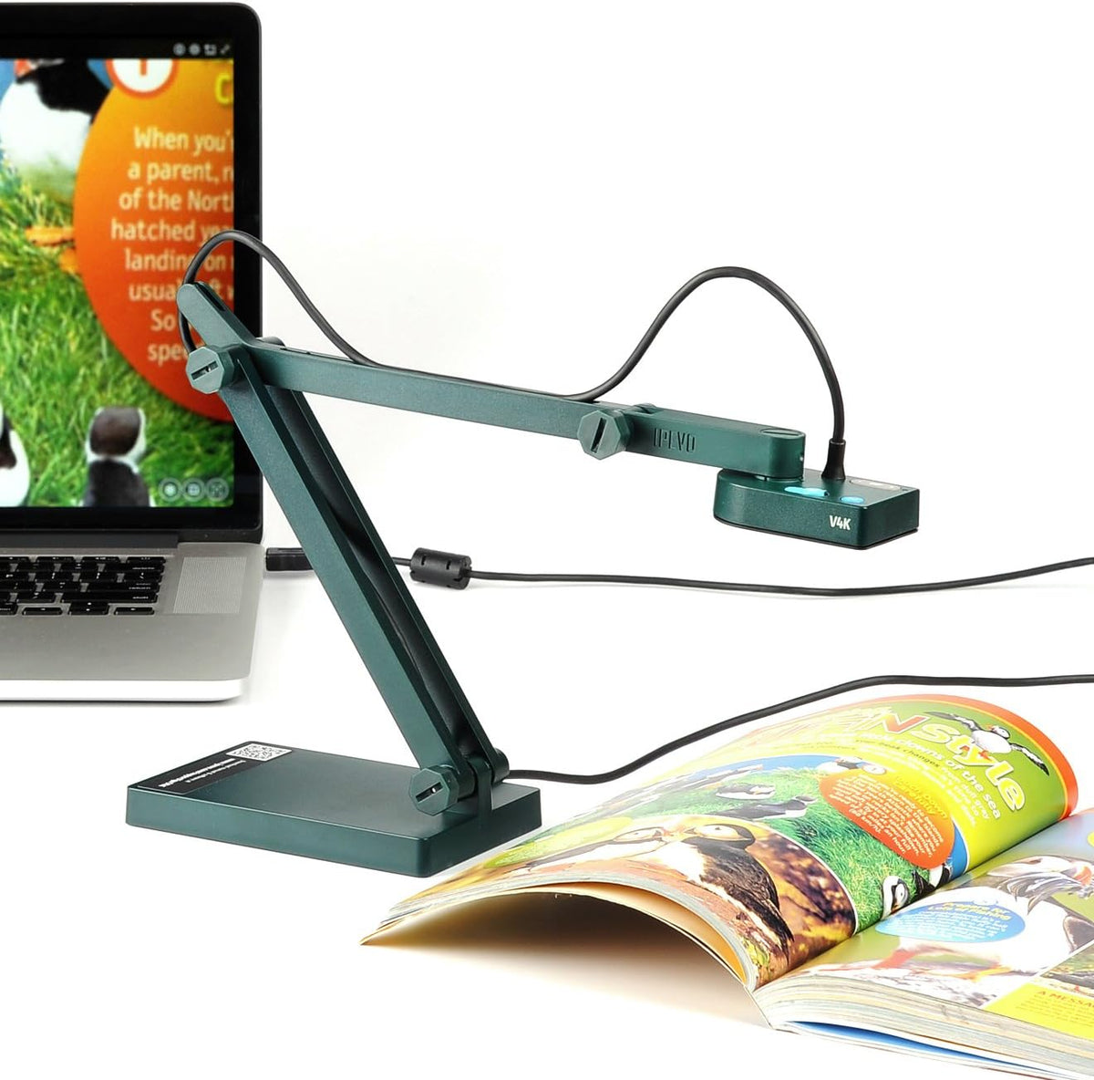 IPEVO V4K Ultra High Definition 8MP USB Document Camera â Mac OS, Windows, Chromebook Compatible for Live Demo, Web Conferencing, Distance Learning, Remote Teaching, Green