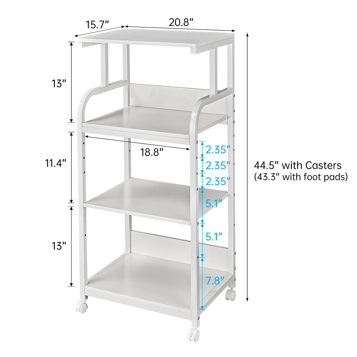 Fannova 4 Tier Tall Printer Stand with Height Adjustable Storage Shelf