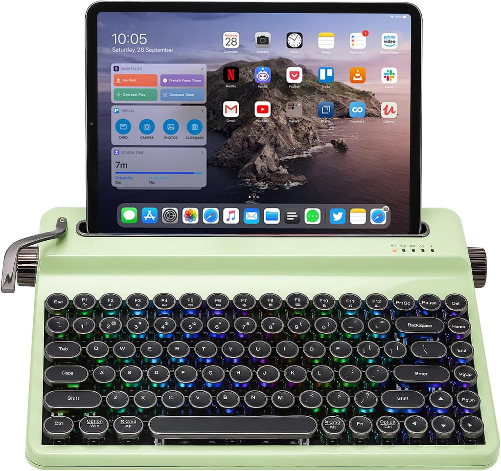 YUNZII QL75 Retro Typewriter Hot Swap RGB Keyboard (Green, Cocoa V2)