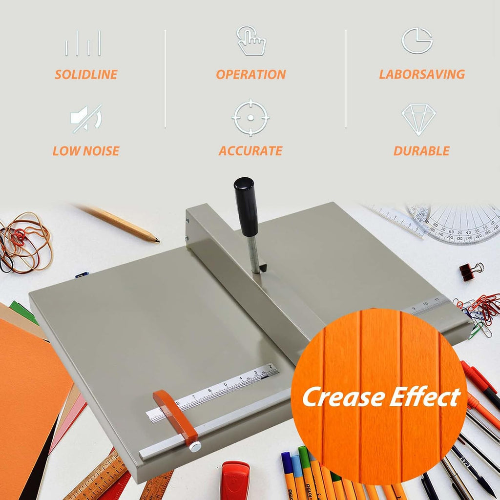 14In Manual Creasing Machine, Paper Creaser with Precise Scale & Positioning Blocks, Folding Creaser, Paper Folding Machine for Files, Cards, Brochures, Invitations