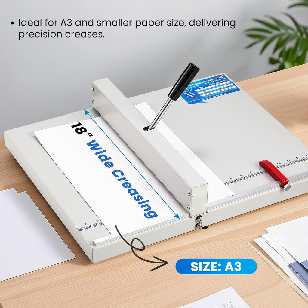 Mxmoonant Manual Creasing Machine 18'', w/Imperial Scale, for 70-450 GSM