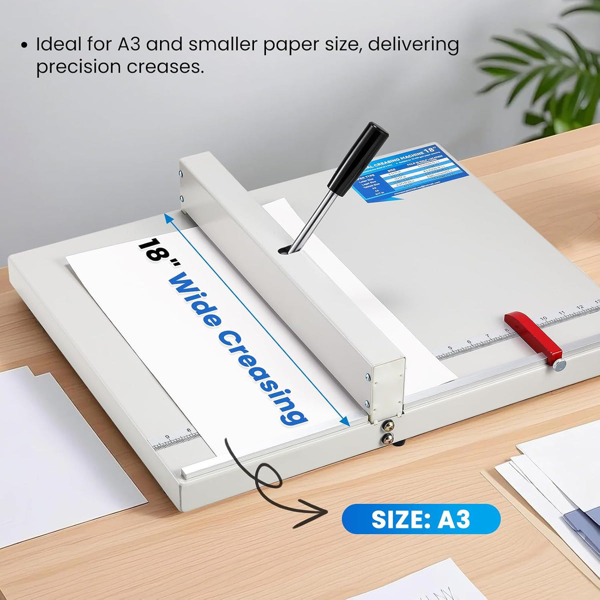 Mxmoonant Manual Creasing Machine 18'', w/Imperial Scale, for 70-450 GSM