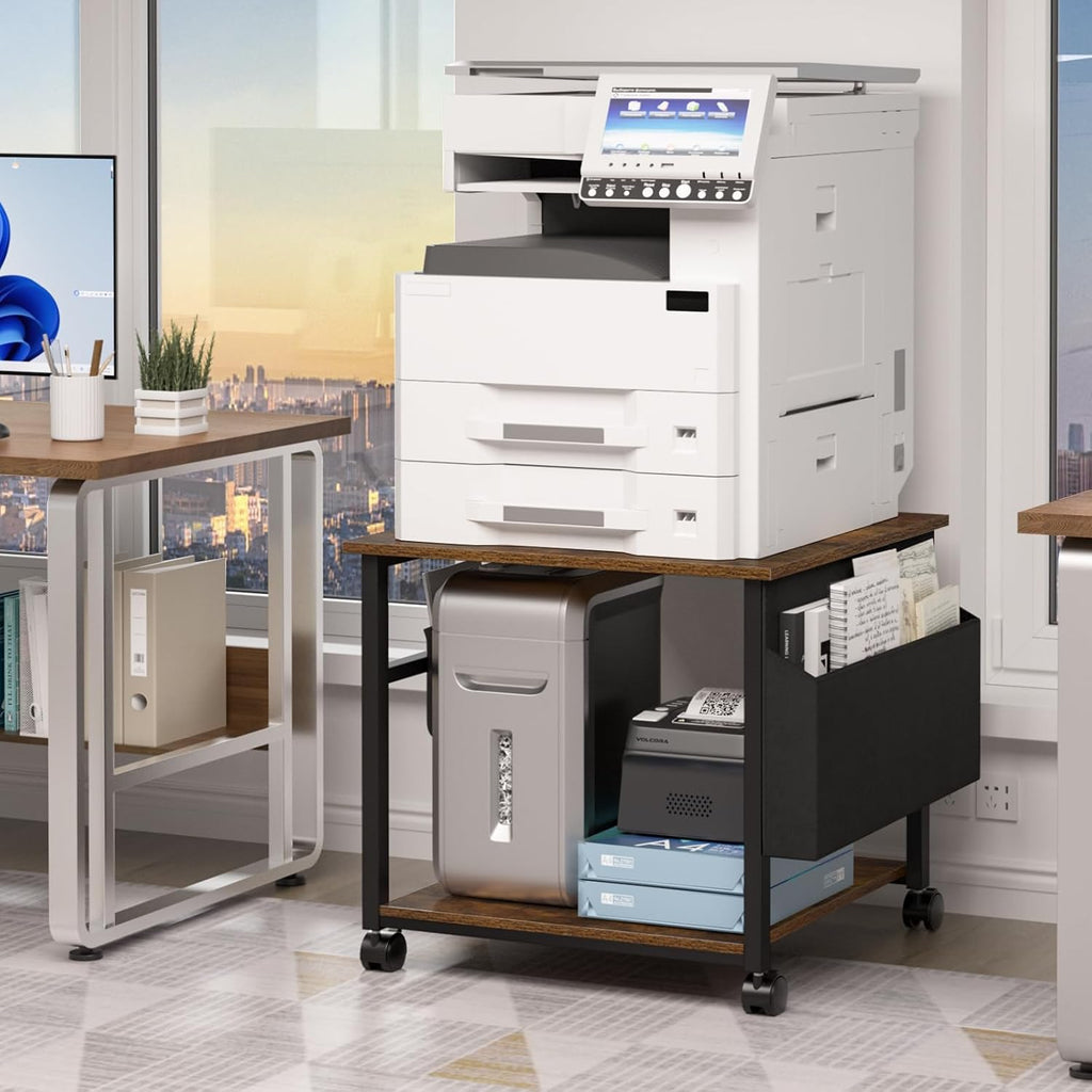 Lerliuo Brown Large Printer Stand with Storage