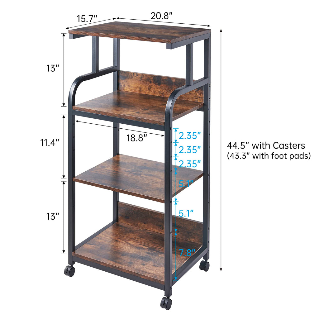 Fannova 4 Tier Tall Printer Stand with Height Adjustable Storage Shelf