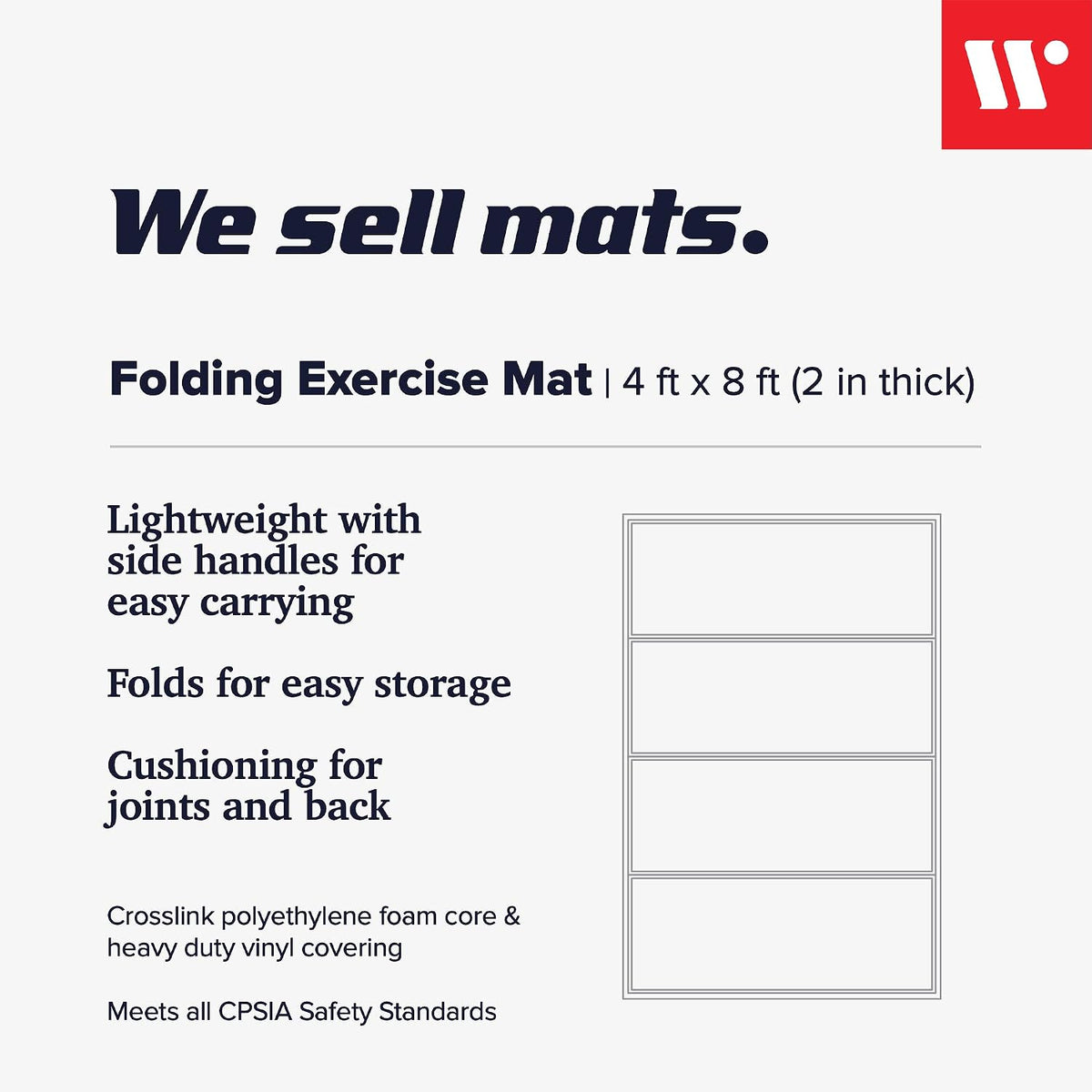 We Sell Mats Folding Exercise Mat - 2" Thick X-Large 4x8'