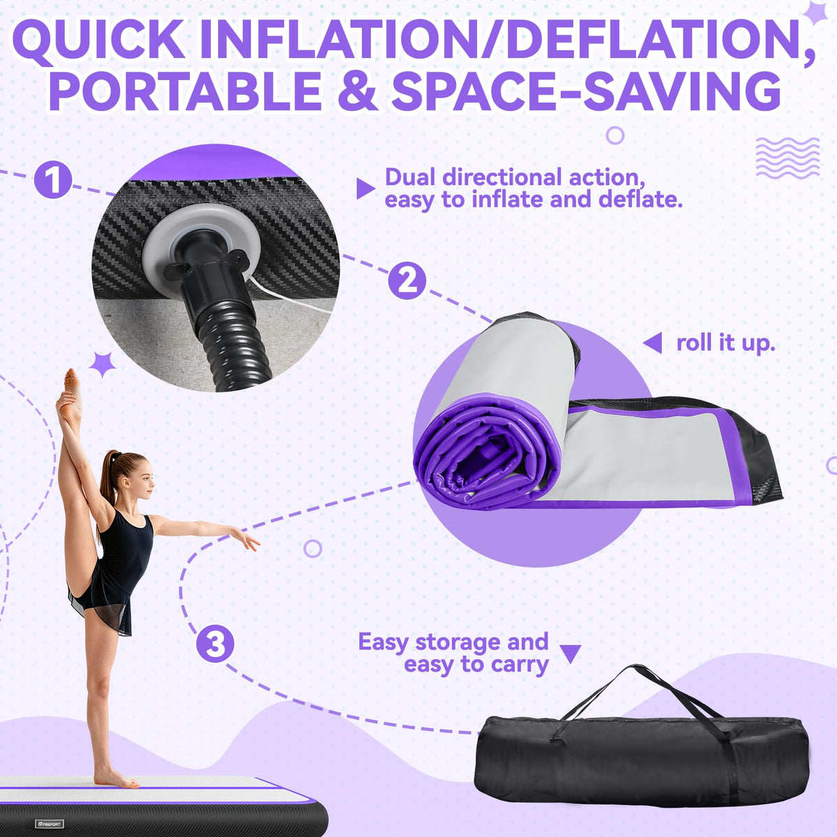 FBSPORT 6.6ft/10ft/13ft/16ft/20ft Inflatable Air Gymnastics Training Mat