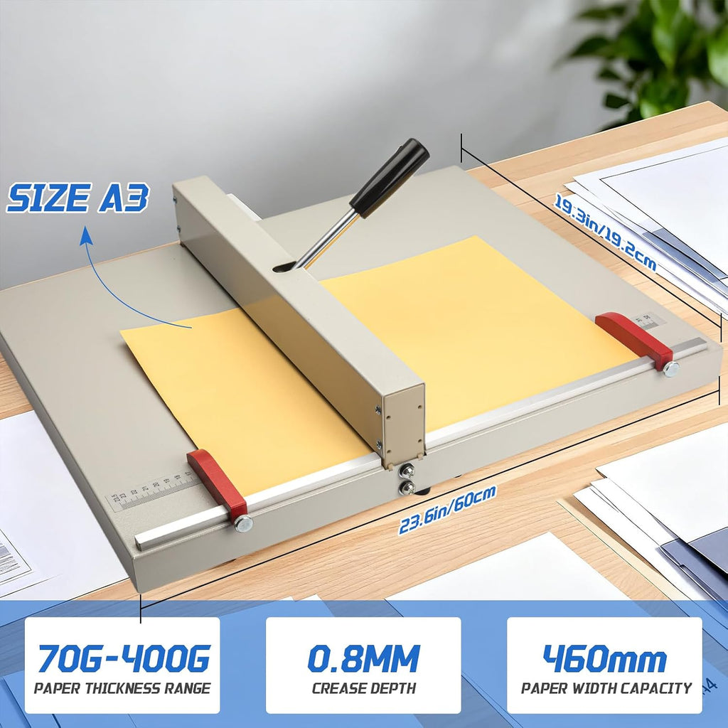 Helivivfy Manual Creasing Machine, 1MM Precision Creasing Auto-Rebound Handle Double-Sided Coating Anti-Rust for Paper Card Invitation Box Craft Office Small Batch Use