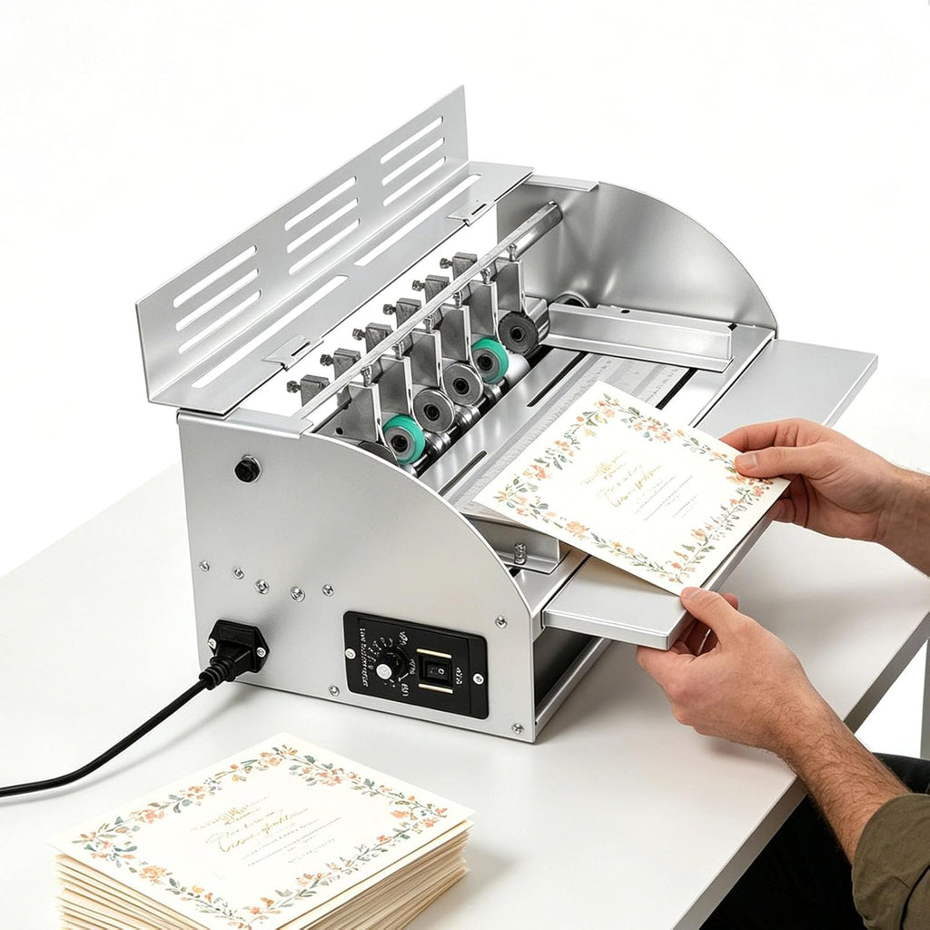 3-in-1 Electric Paper Creasing and Folding Machine - Adjustable Speed 0-100