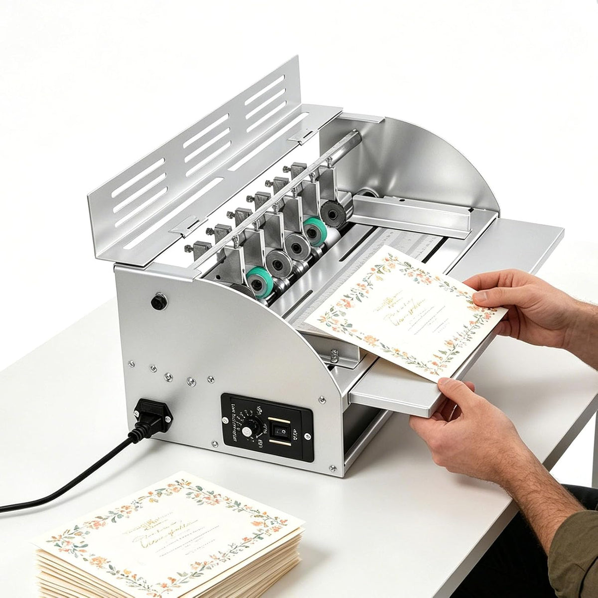 3-in-1 Electric Paper Creasing and Folding Machine - Adjustable Speed 0-100