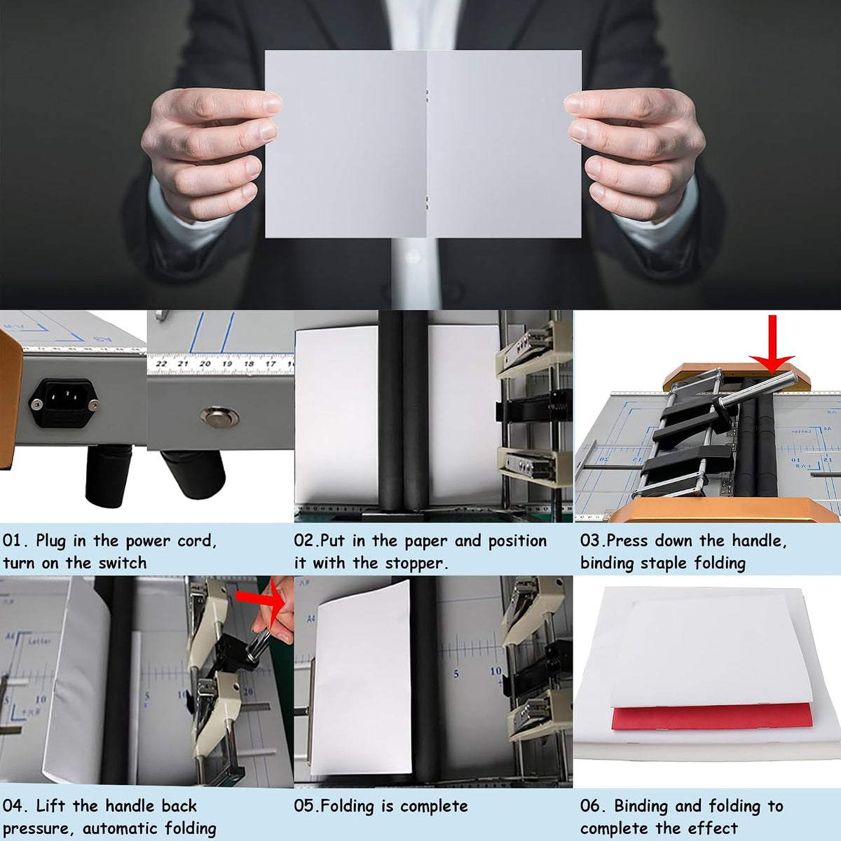 INTSUPERMAI Automatic Booklet Binding and Folding Machine,12.48" X 17.32" Maximum Folding Size, Folds 17 Sheets of 80 GSM Paper, for Booklet Production Such As Atlases, Brochures, Books, ETC.