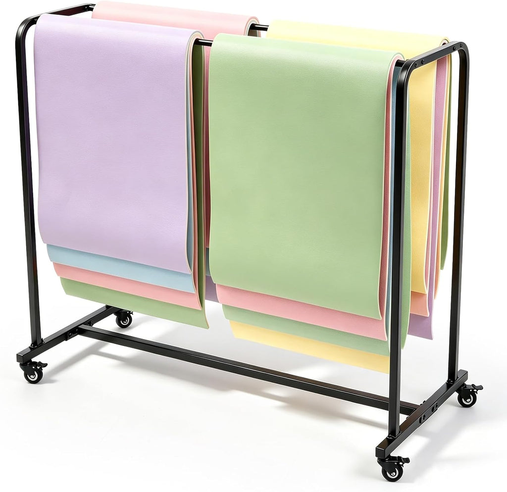 DaisyInner Yoga Mat Storage Rack with Wheels Holds up to 60-120 Yoga Mats Alloy Steel Rolling Exercise Mat Cart 54.5 x 48.5 x 25.5 Inches for Commercial Gym Studio School