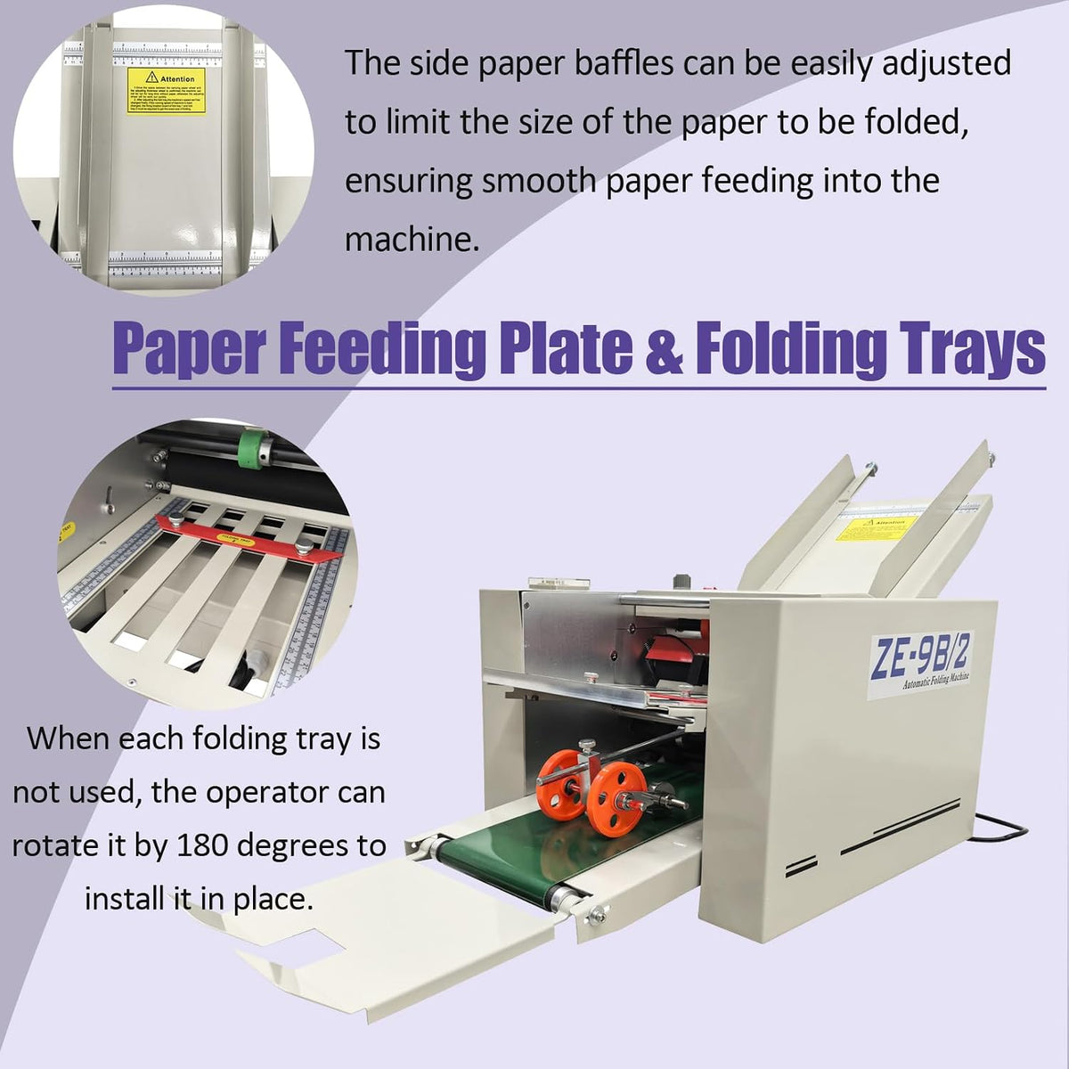 TECHTONGDA Automatic Paper Folding Machine 110V Office Desktop Paper Folder with Counter & 262ft/min Adjustable Speed, 2 * 2.7in to 8.3 * 16.5in Fold Sizes for Offices Schools