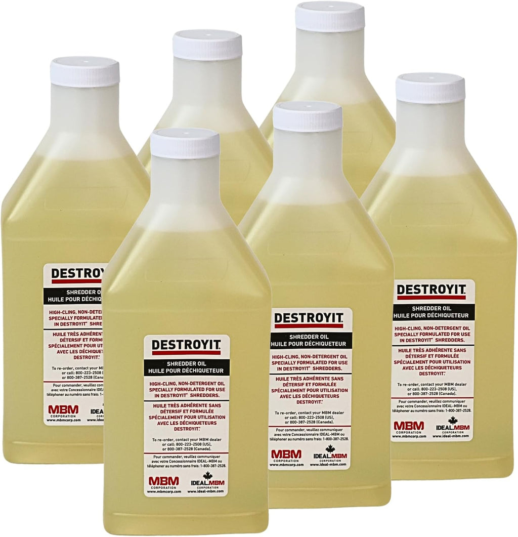 MBM AC CED21/6 Destroyit Shredder Oil (Pack of 6), 1 Quartz Bottles (32oz), Compatible with Any Distroyit Shredders, Special Formula