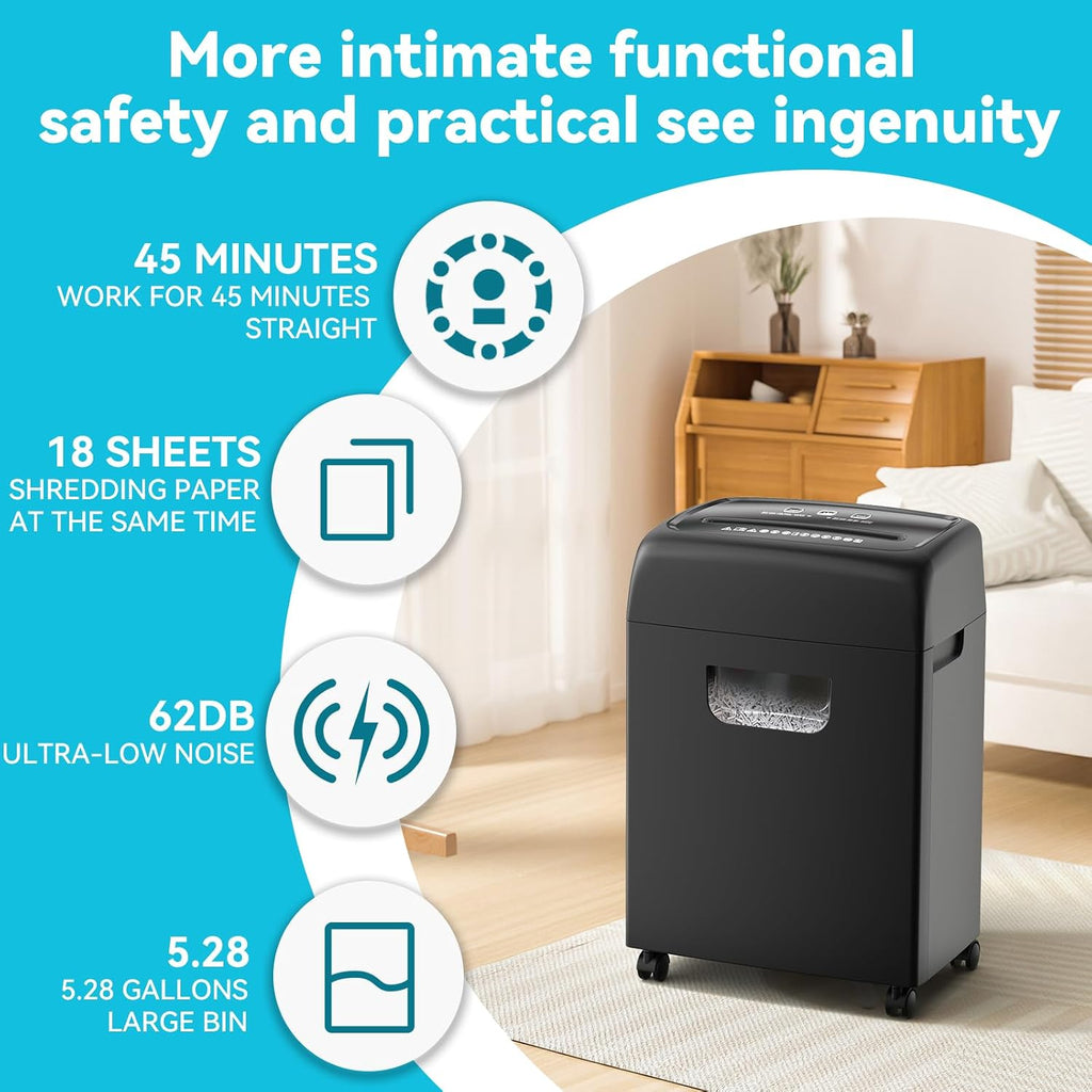 Small Office Compact Desktop Business Professional Strip Cut Paper Shredder High Power Auto Feed Microcut Paper Shredder Automatic Micro-Cut Paper