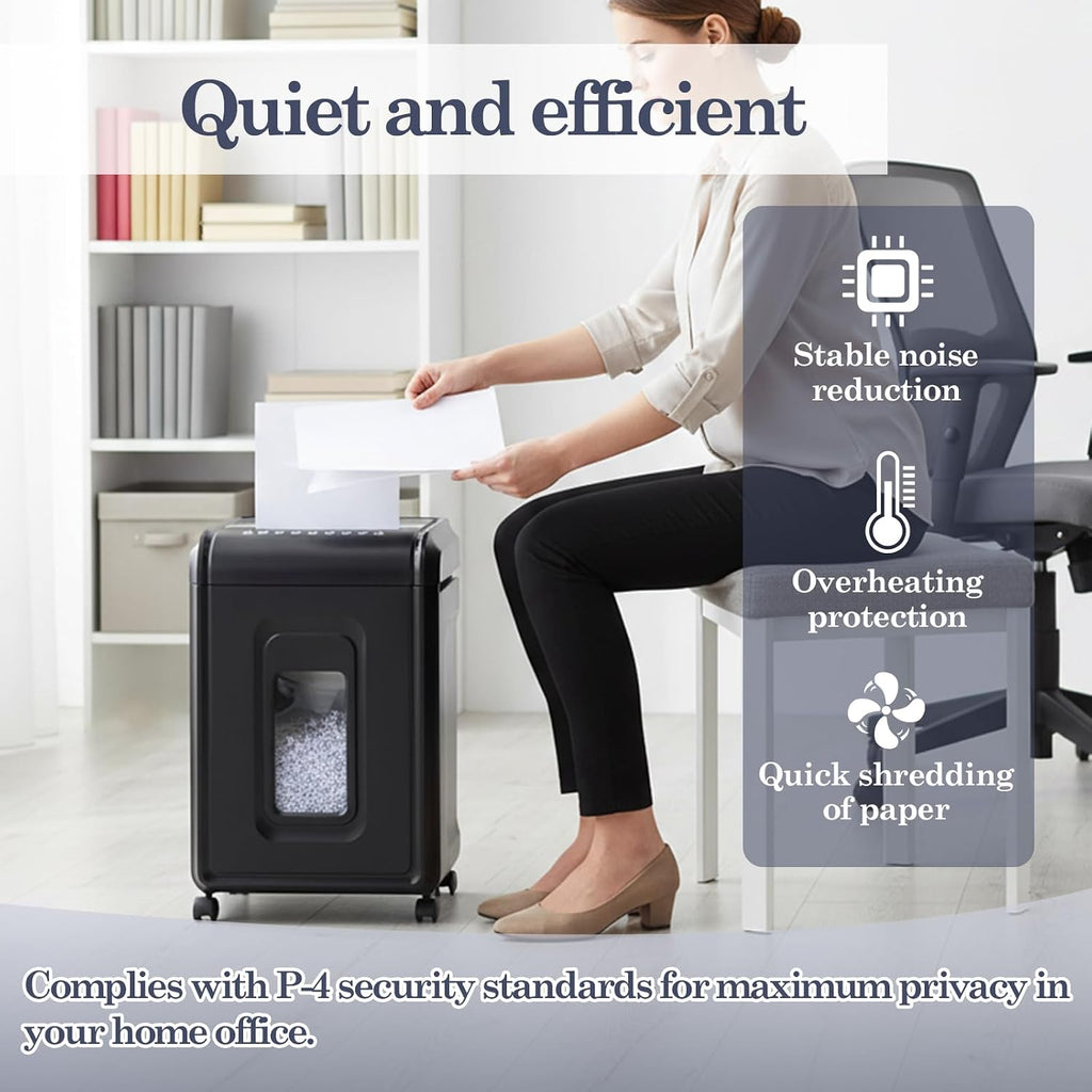 18âSheet MicroâCut Paper Shredder for Home Office â Pâ4 Security, 30âMin Continuous Run, 7âGallon Bin, Portable on 360Â° Casters, AntiâJam, Quiet MicroâCut Document Shredder