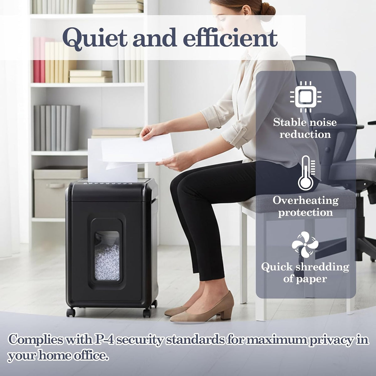 18âSheet MicroâCut Paper Shredder for Home Office â Pâ4 Security, 30âMin Continuous Run, 7âGallon Bin, Portable on 360Â° Casters, AntiâJam, Quiet MicroâCut Document Shredder