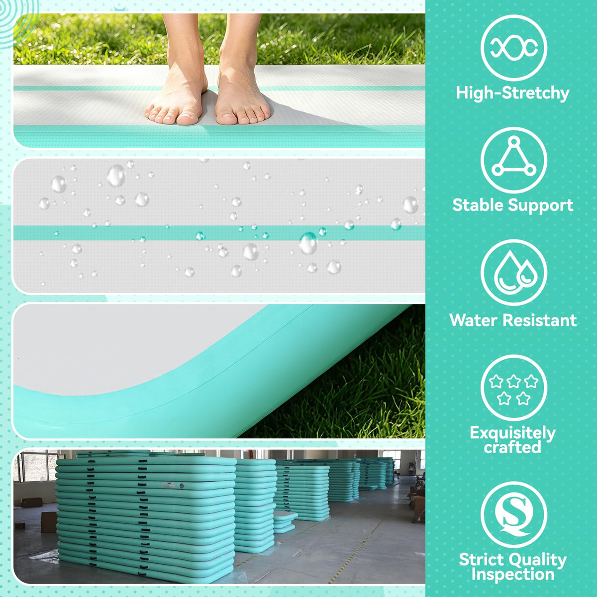 FBSPORT 6.6ft/10ft/13ft/16ft/20ft Inflatable Air Gymnastics Training Mat